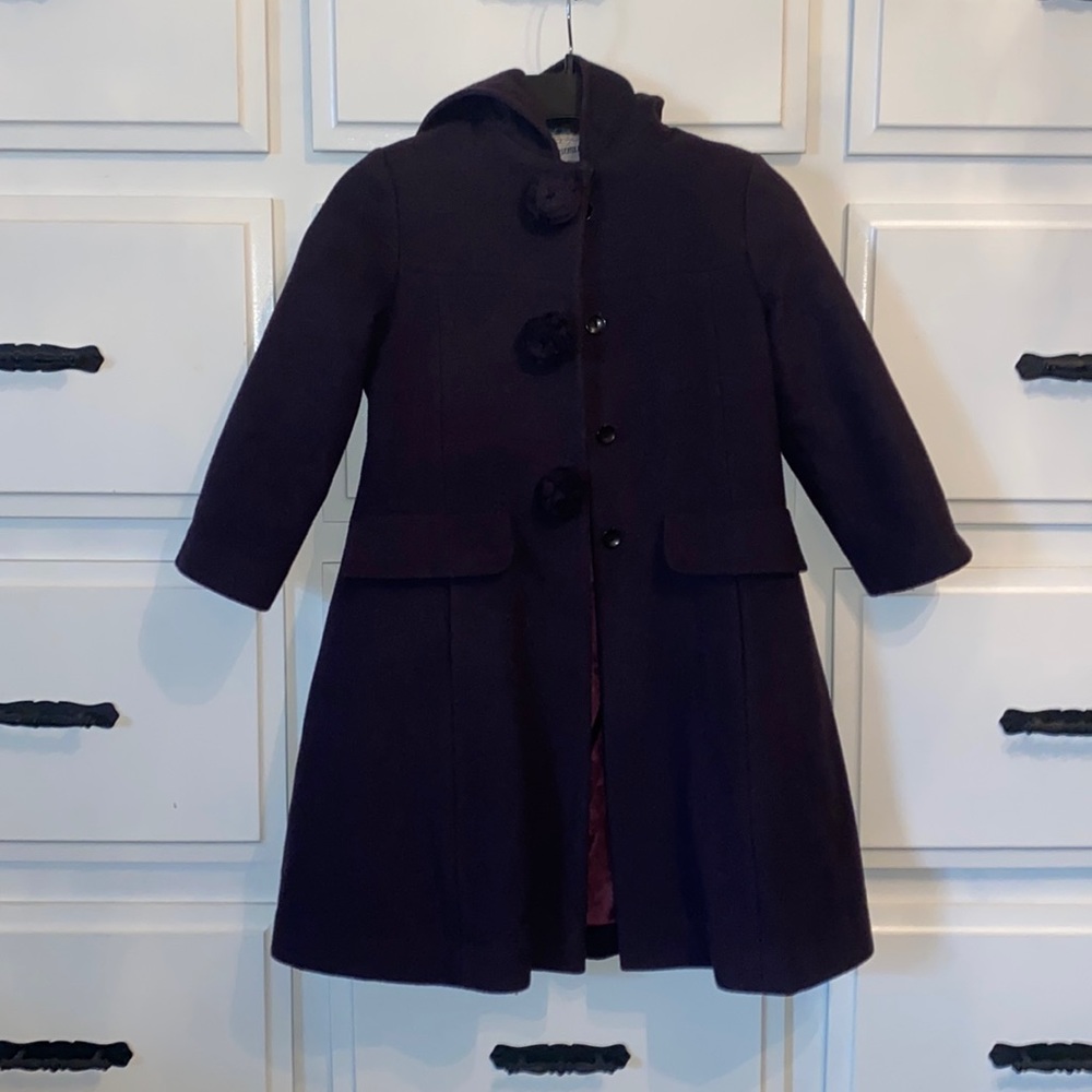 Gurl’s Rothschild Long, Wool Hooded Pea Coat Sz 6X